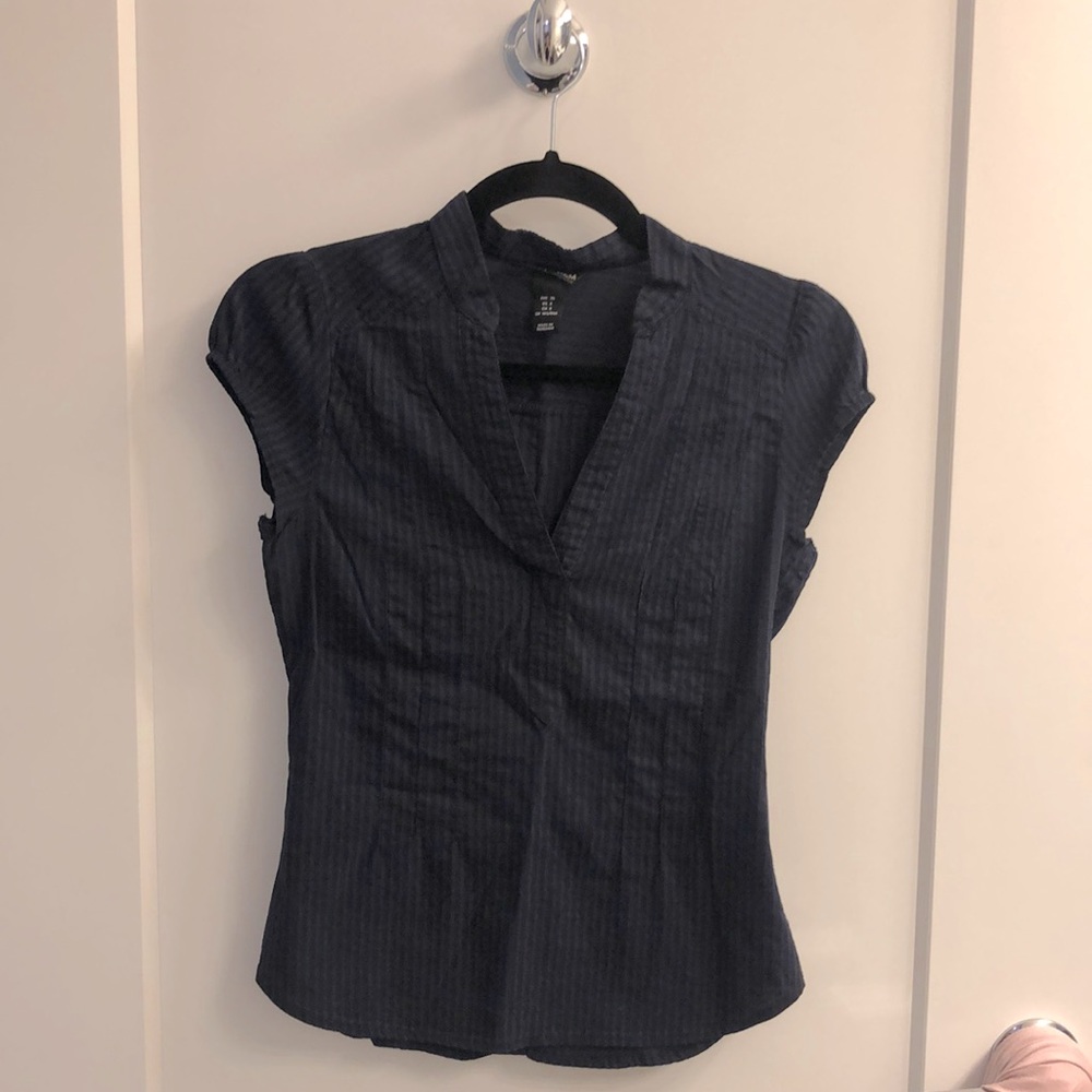 H&M black &blue striped top